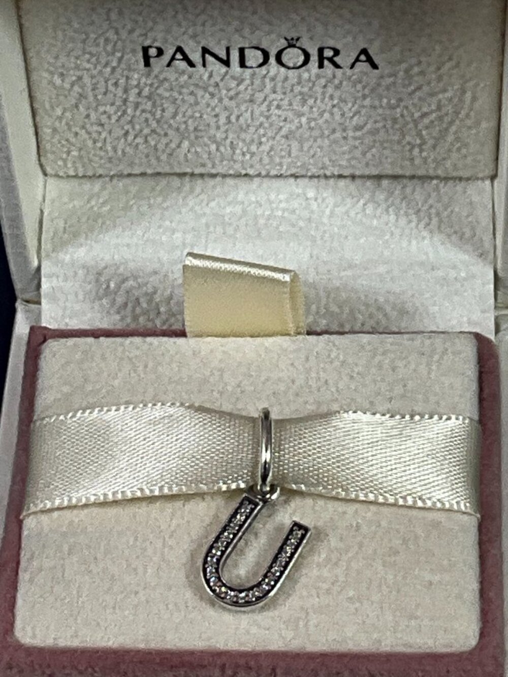 NWOT Pandora Sterling Silver Letter U Dangle Charm 791333CZ